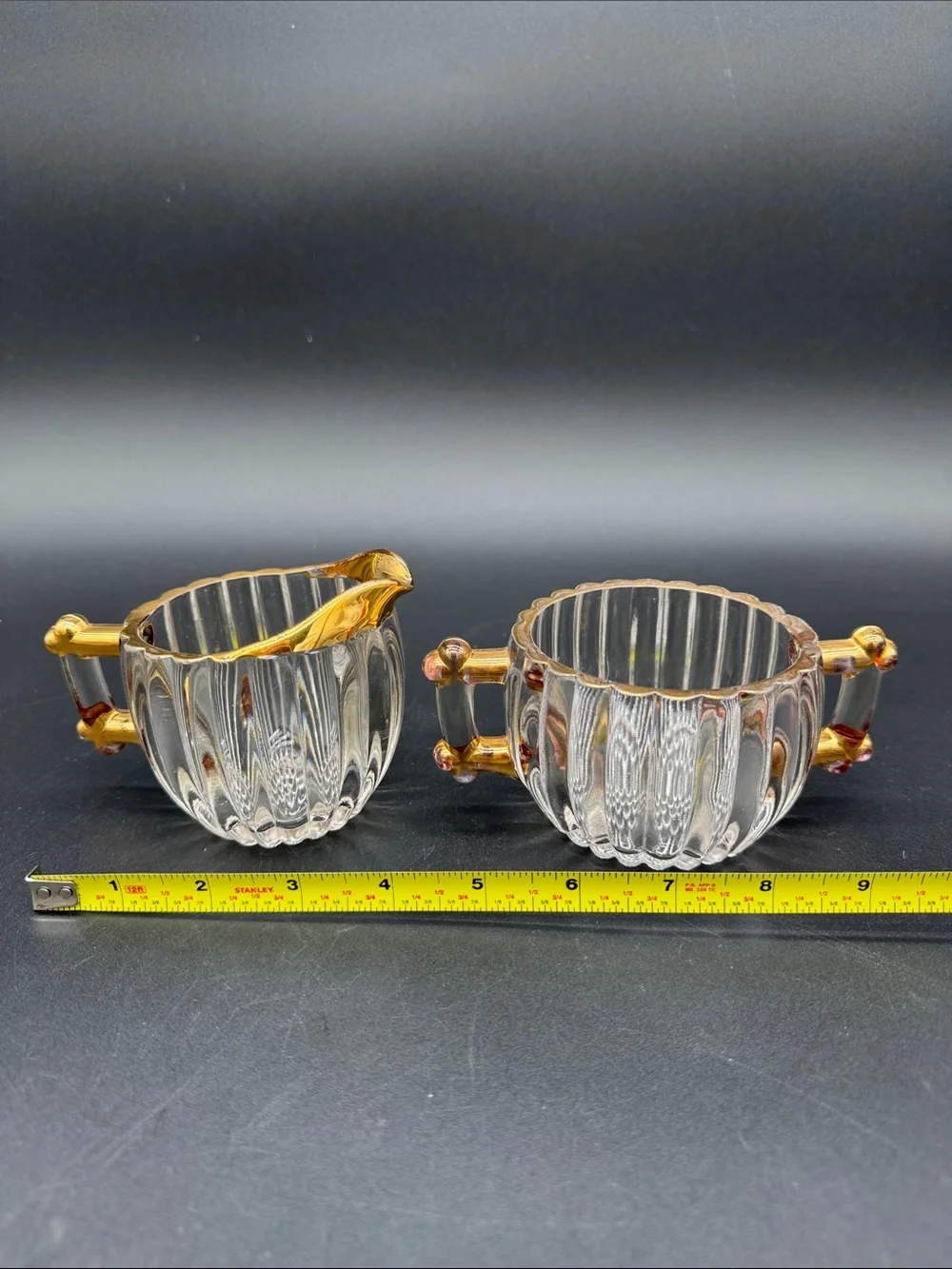 Vintage Jeanette Glass Creamer and Open Sugar Bowl Set